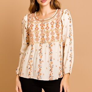 Savannah Jane | Embroidered Longsleeve Blouse